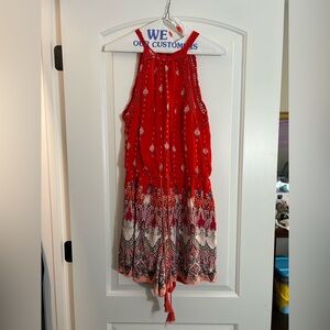 NY & Co. Red Paisley Print Romper medium